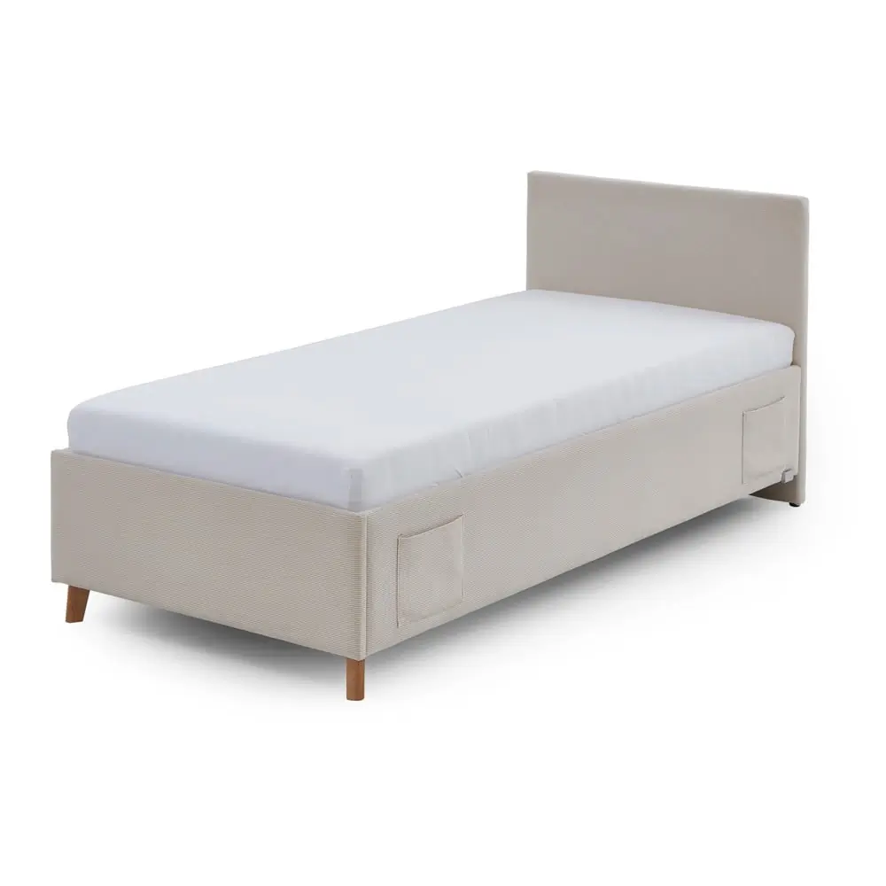 Pat pentru copii bej tapițat fără somieră 90x200 cm Cool – Meise Möbel
