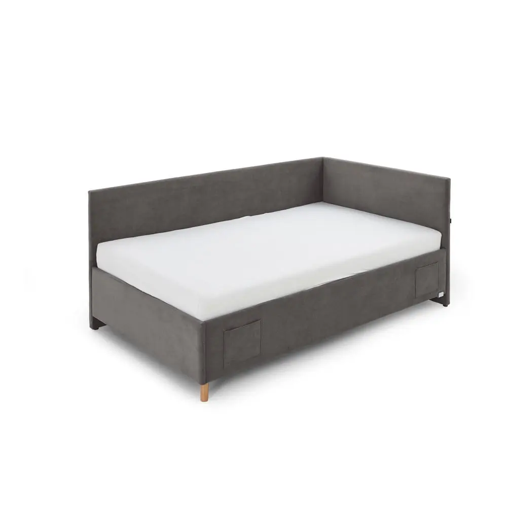 Pat pentru copii gri antracit pe colț tapițat fără somieră 90x200 cm Cool – Meise Möbel
