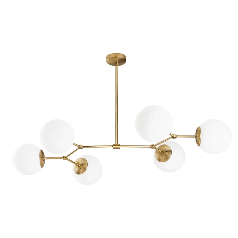 Lustră albă/alămie cu abajur din sticlă Damar – Opviq lights