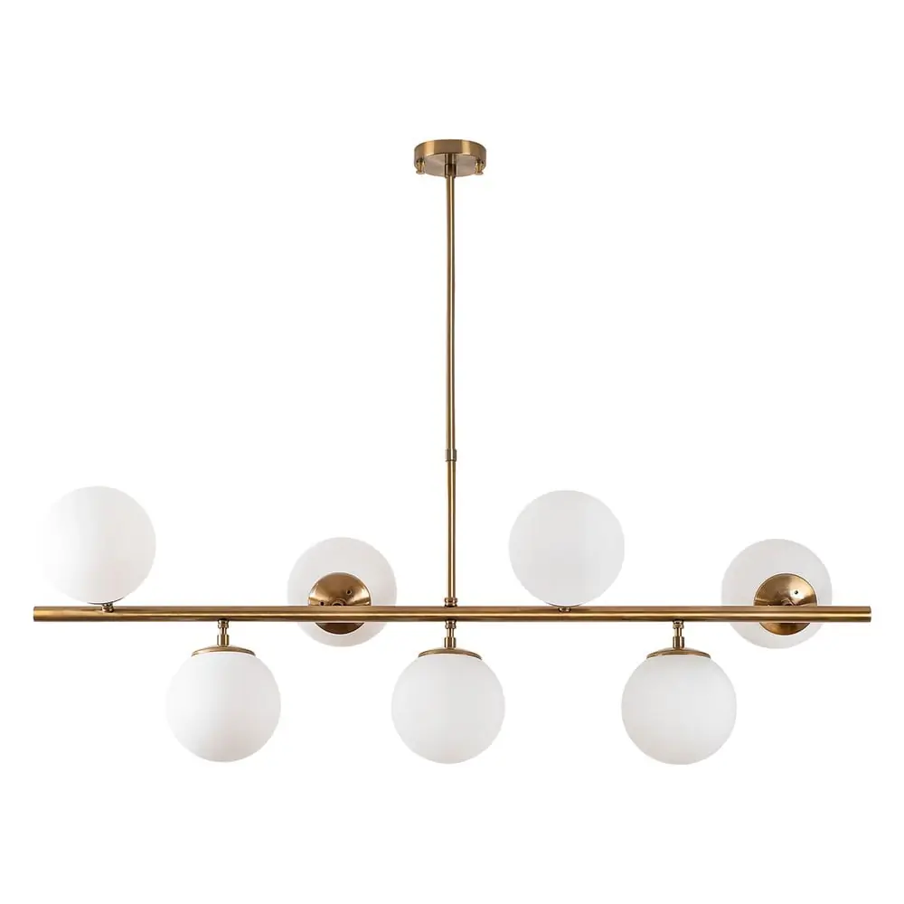 Lustră albă/alămie cu abajur din sticlă Fazli – Opviq lights