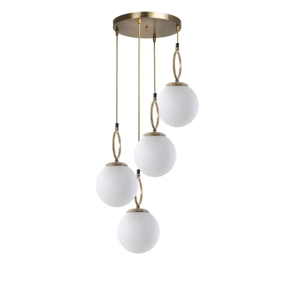 Lustră albă/alămie cu abajur din sticlă ø 30 cm Morino – Opviq lights