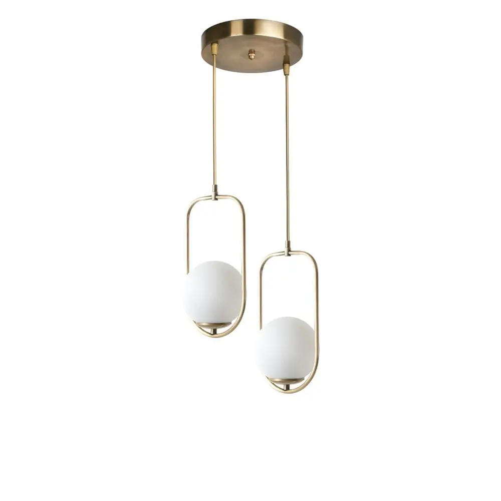 Lustră albă/aurie cu abajur din sticlă ø 25 cm Ahu – Opviq lights