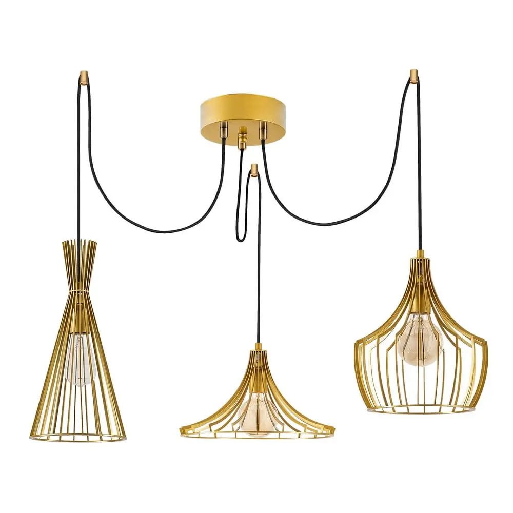 Lustră aurie cu abajur din metal Mezopotamya – Opviq lights