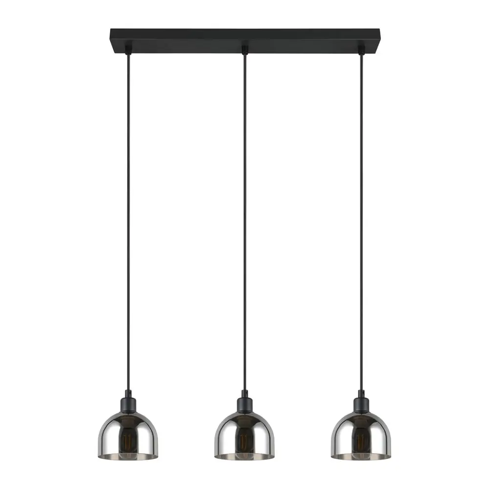 Lustră neagră/argintie cu abajur din sticlă Molly – Reality