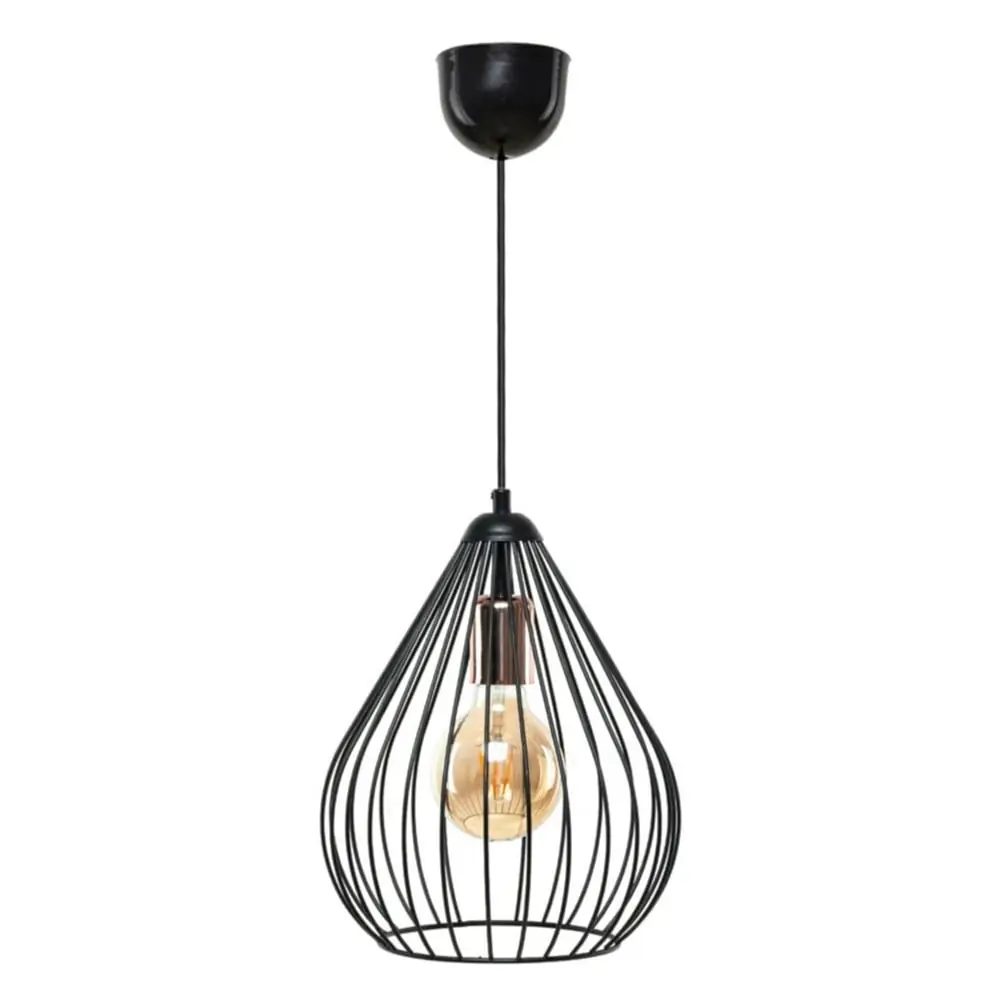 Lustră neagră cu abajur din metal ø 24 cm Fasah – Opviq lights