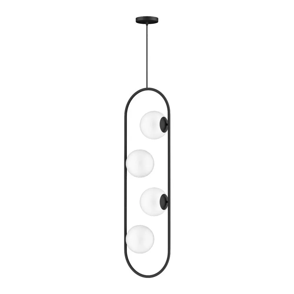 Lustră neagră cu abajur din sticlă Club – Squid Lighting