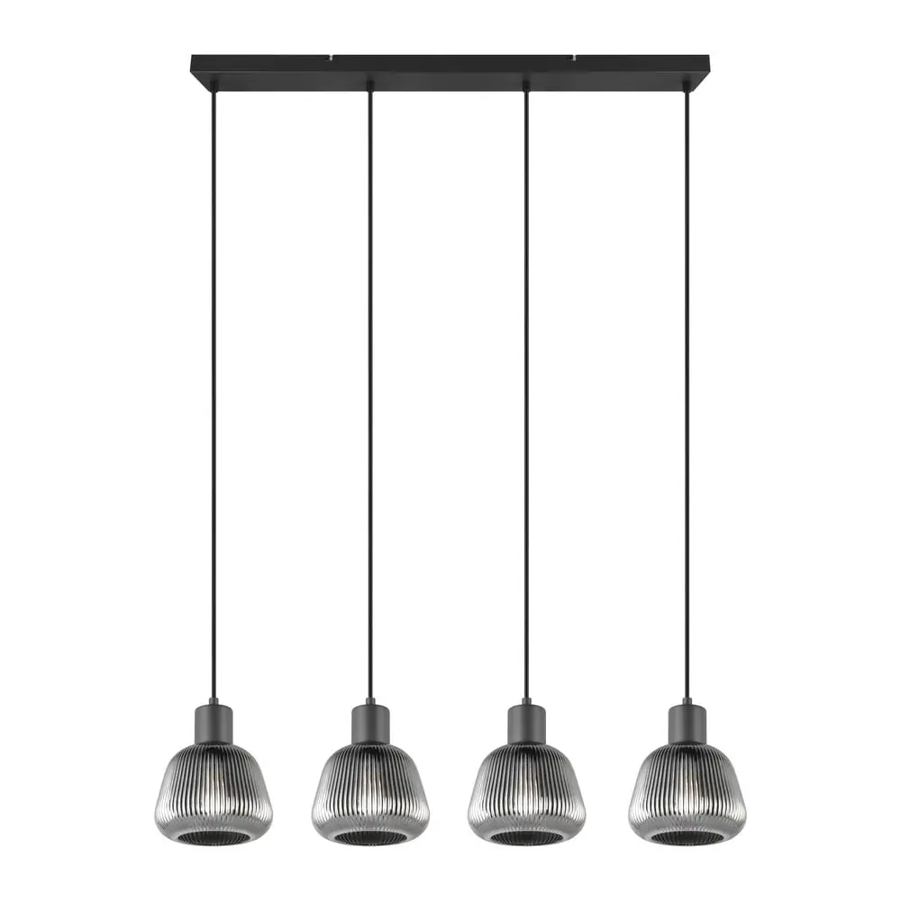 Lustră neagră cu abajur din sticlă ø 15 cm Tarifa – Trio