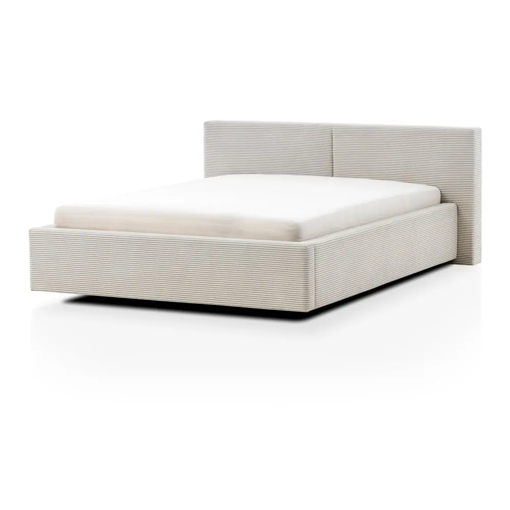 Pat matrimonial bej tapițat fără somieră 140x200 cm Cube – Meise Möbel