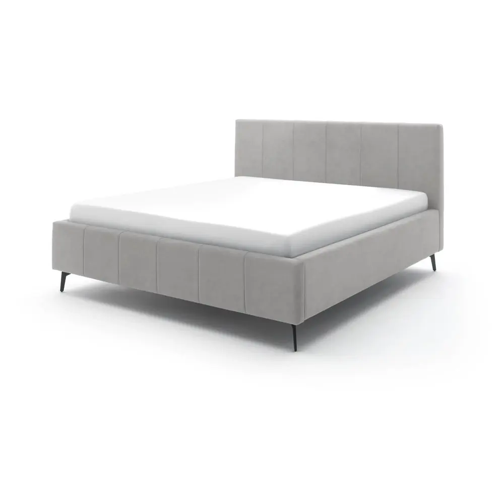 Pat matrimonial gri deschis tapițat cu spațiu de depozitare cu somieră 180x200 cm Lizzano – Meise Möbel