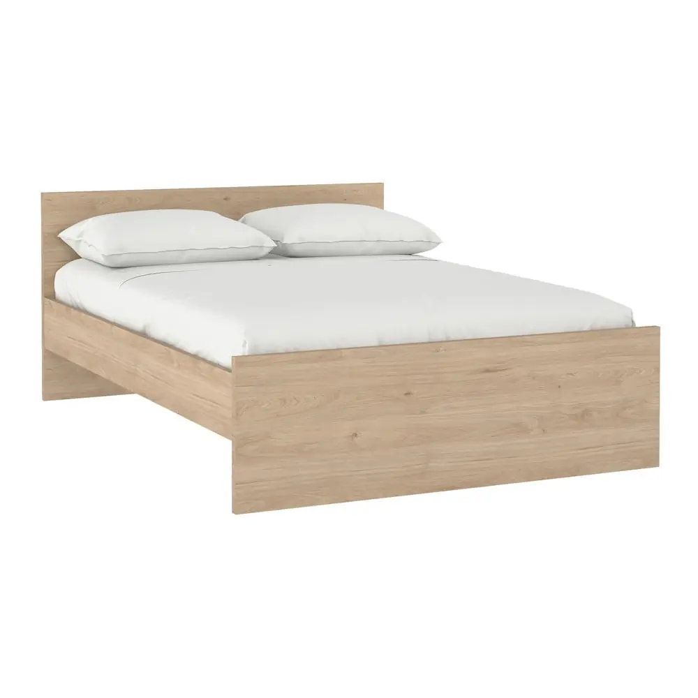 Pat matrimonial în culoare naturală cu aspect de lemn de stejar 160x200 cm Naia – Tvilum