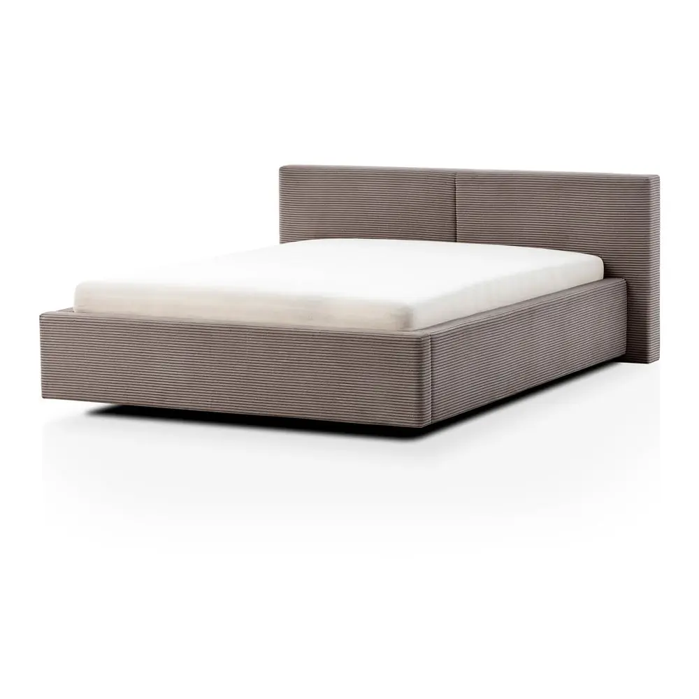 Pat matrimonial maro deschis tapițat cu spațiu de depozitare cu somieră 160x200 cm Cube – Meise Möbel