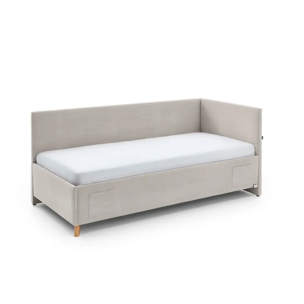 Pat pentru copii bej pe colț tapițat fără somieră 140x200 cm Cool – Meise Möbel