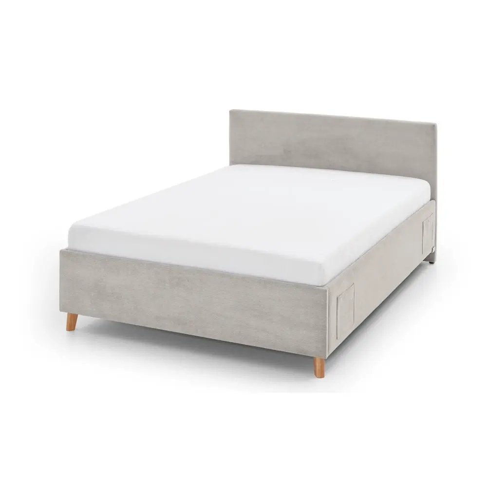 Pat pentru copii bej tapițat cu spațiu de depozitare cu somieră 120x200 cm Cool – Meise Möbel