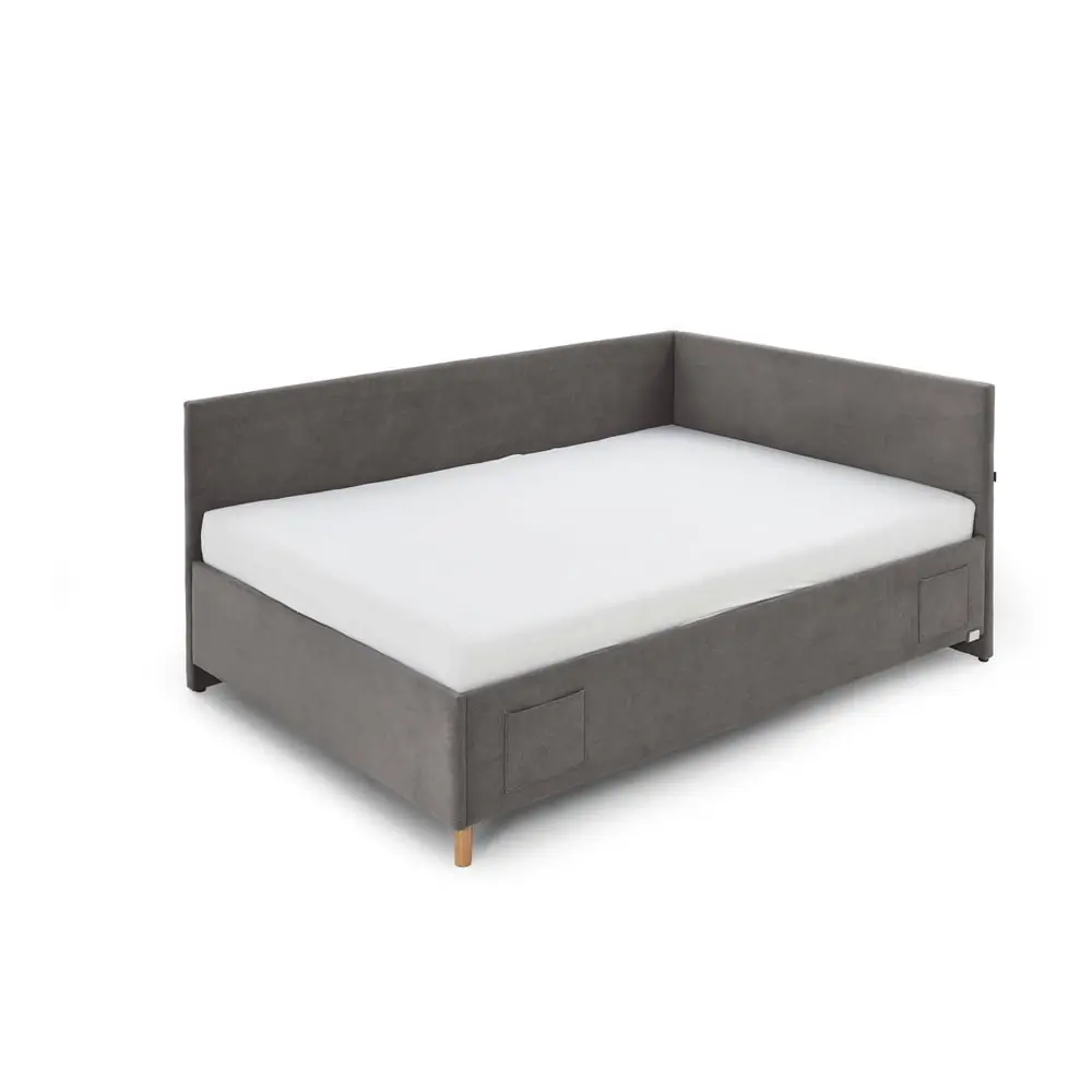 Pat pentru copii gri antracit pe colț tapițat fără somieră 140x200 cm Cool – Meise Möbel