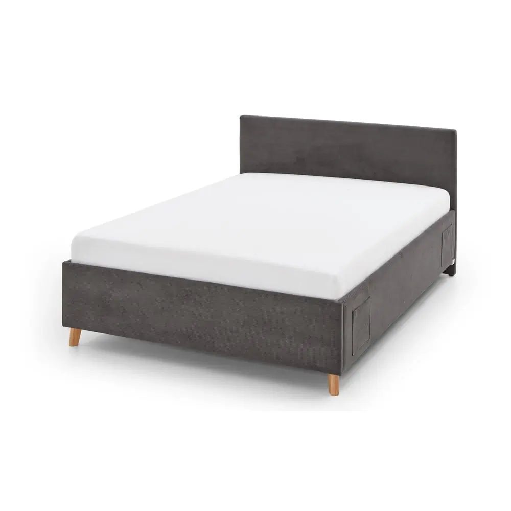 Pat pentru copii gri antracit tapițat cu spațiu de depozitare cu somieră 140x200 cm Cool – Meise Möbel
