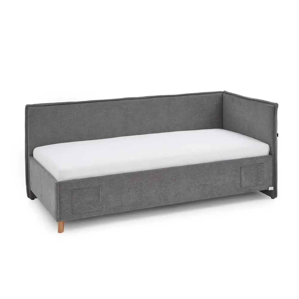 Pat pentru copii gri pe colț tapițat fără somieră 90x200 cm Fun – Meise Möbel