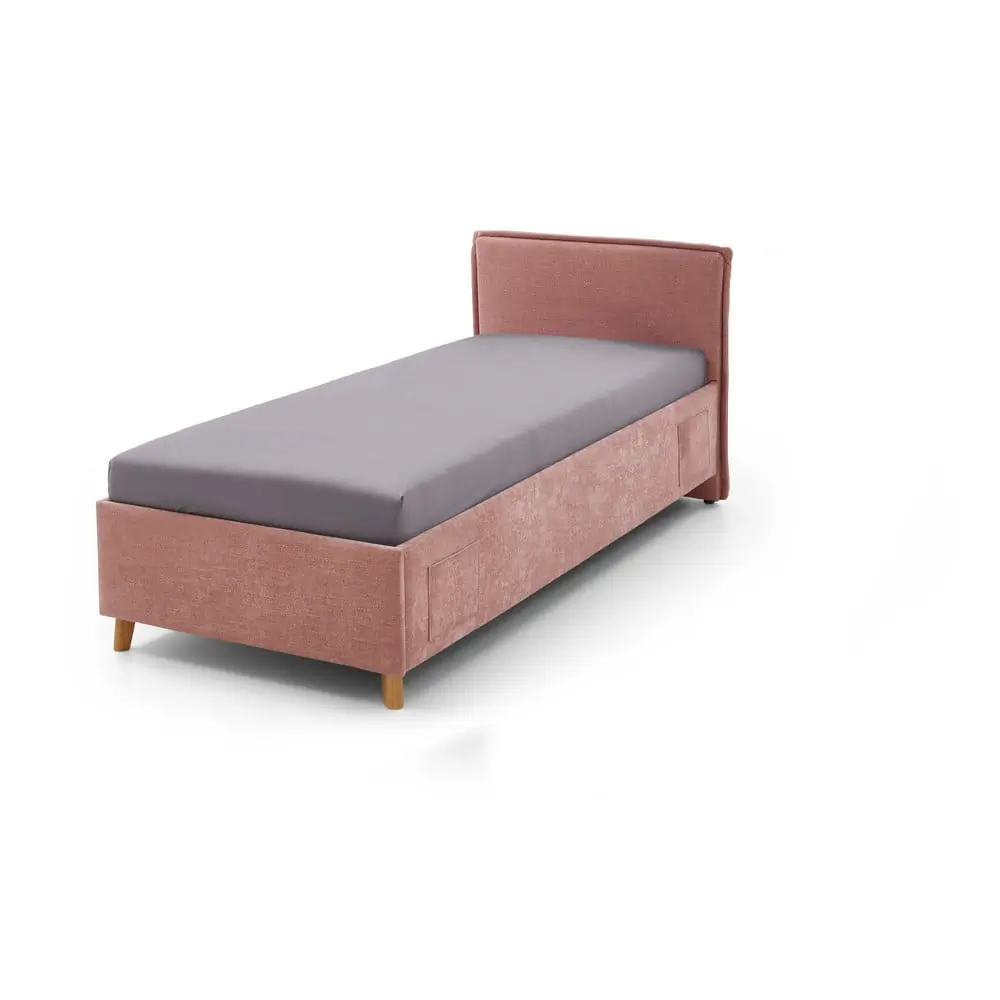 Pat pentru copii roz tapițat fără somieră 90x200 cm Fun – Meise Möbel