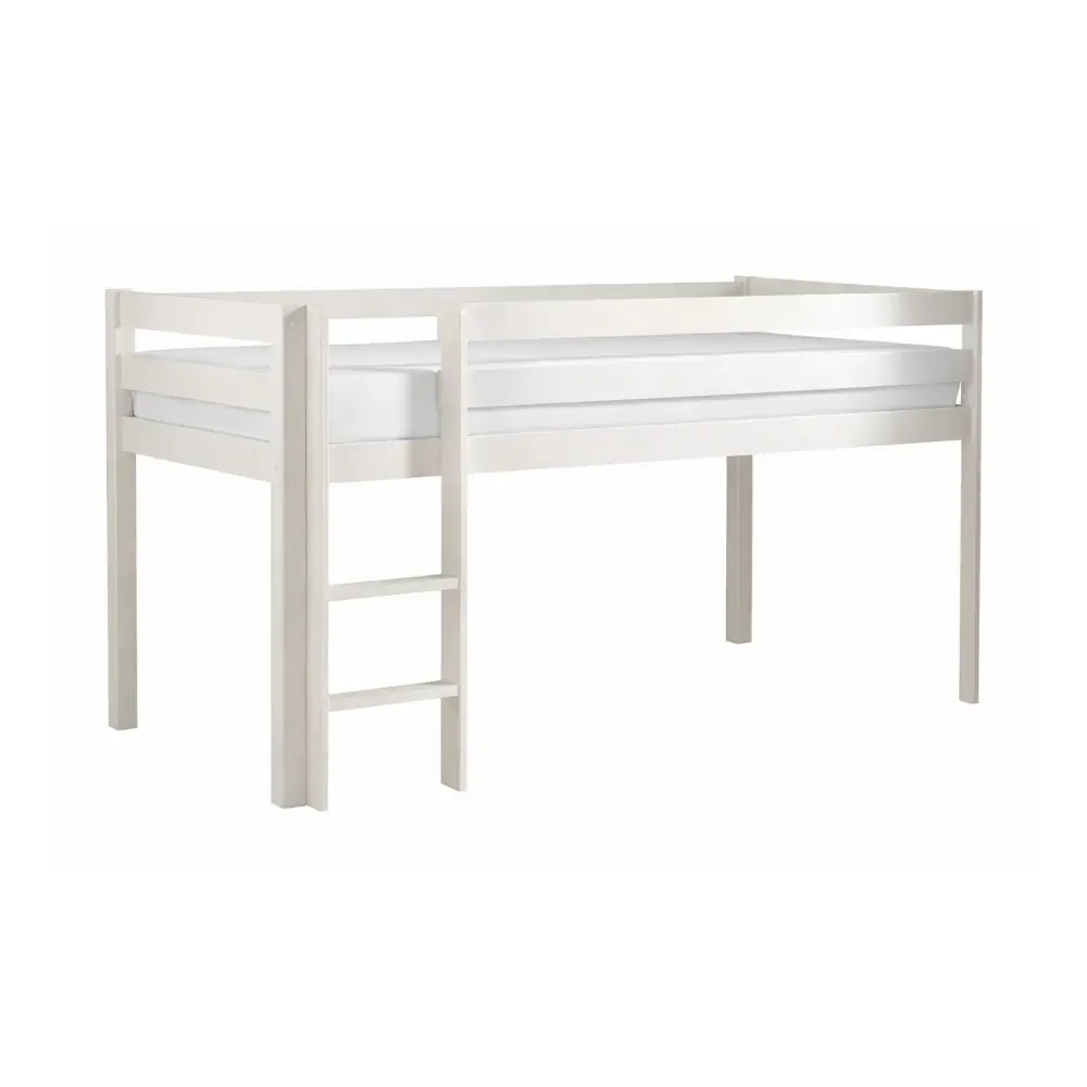 Pat pentru copii supraetajat alb din lemn masiv de pin 90x200 cm PINO – Vipack