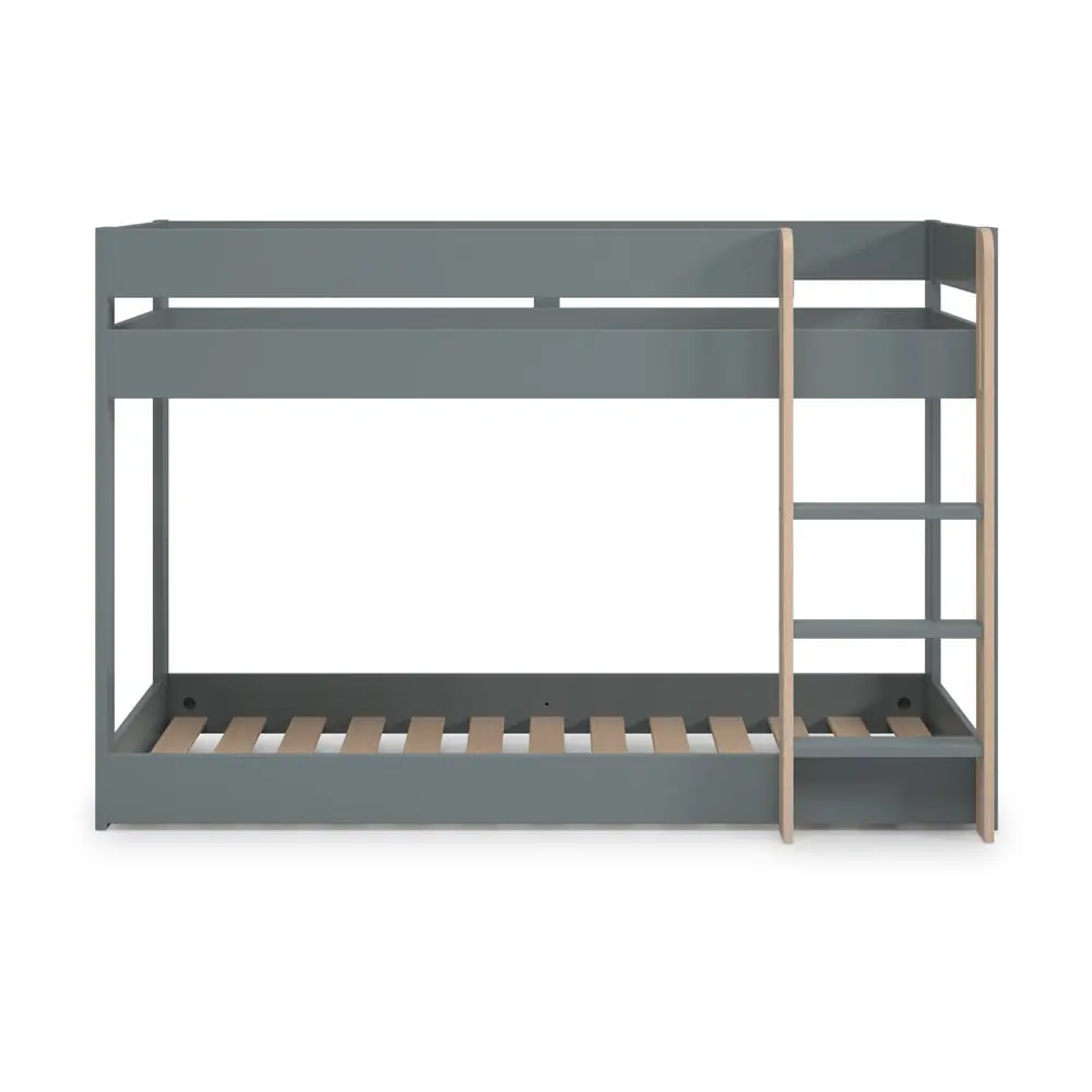 Pat pentru copii verde prăfuit supraetajat cu somieră 90x190 cm Angel – Marckeric