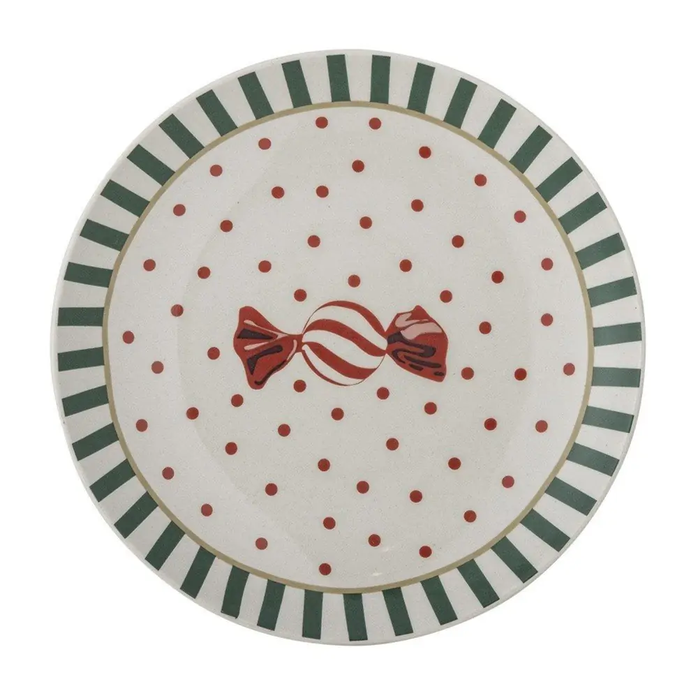 Farfurie albă pentru desert din gresie ø 16 cm cu model de Crăciun Yule – Bloomingville