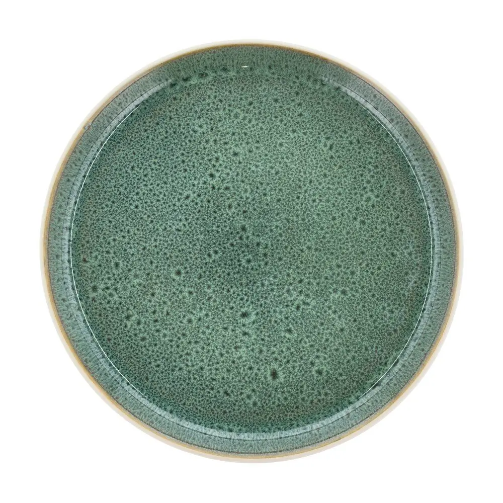 Farfurie albă/verde pentru desert din gresie ø 21 cm Gastro White/Green – Bitz