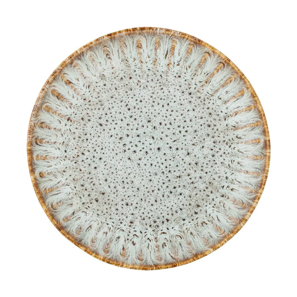 Farfurie albastră/bej pentru servire din gresie ø 17 cm Fleur – Bloomingville