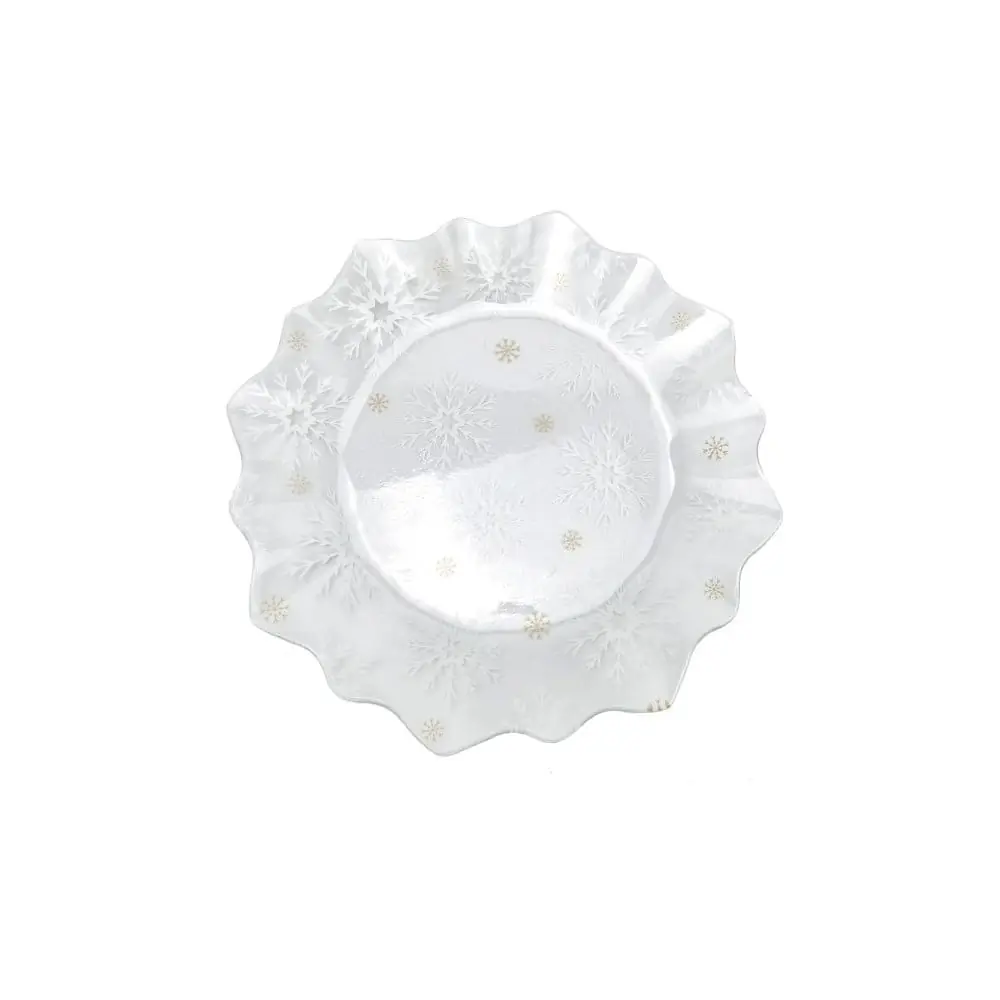 Farfurie pentru servire din sticlă ø 19,5 cm cu model de Crăciun Frosty Flakes – Dakls