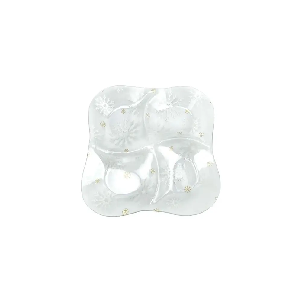 Farfurie pentru servire din sticlă ø 28,5 cm cu model de Crăciun Frosty Flakes – Dakls