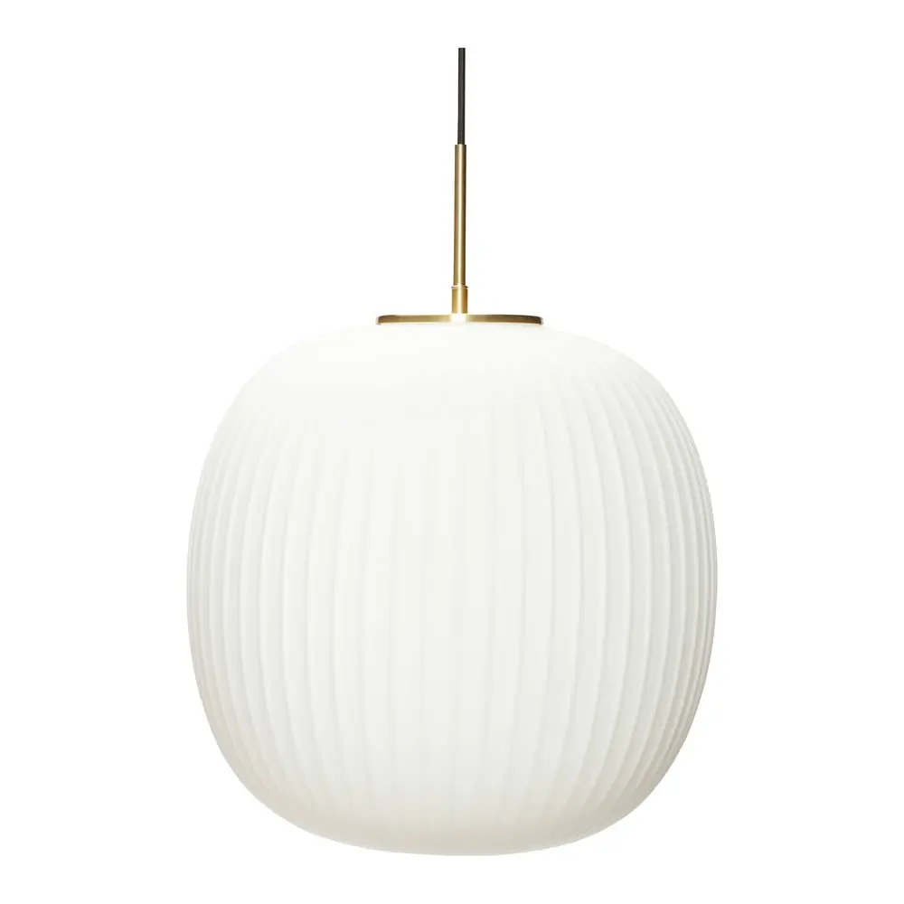 Lustră albă cu abajur din sticlă ø 40 cm Serene – Hübsch