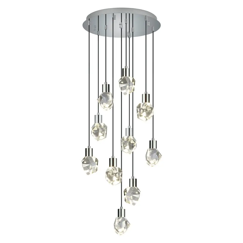 Lustră argintie LED cu abajur din sticlă ø 51,5 cm Verano – Trio Select