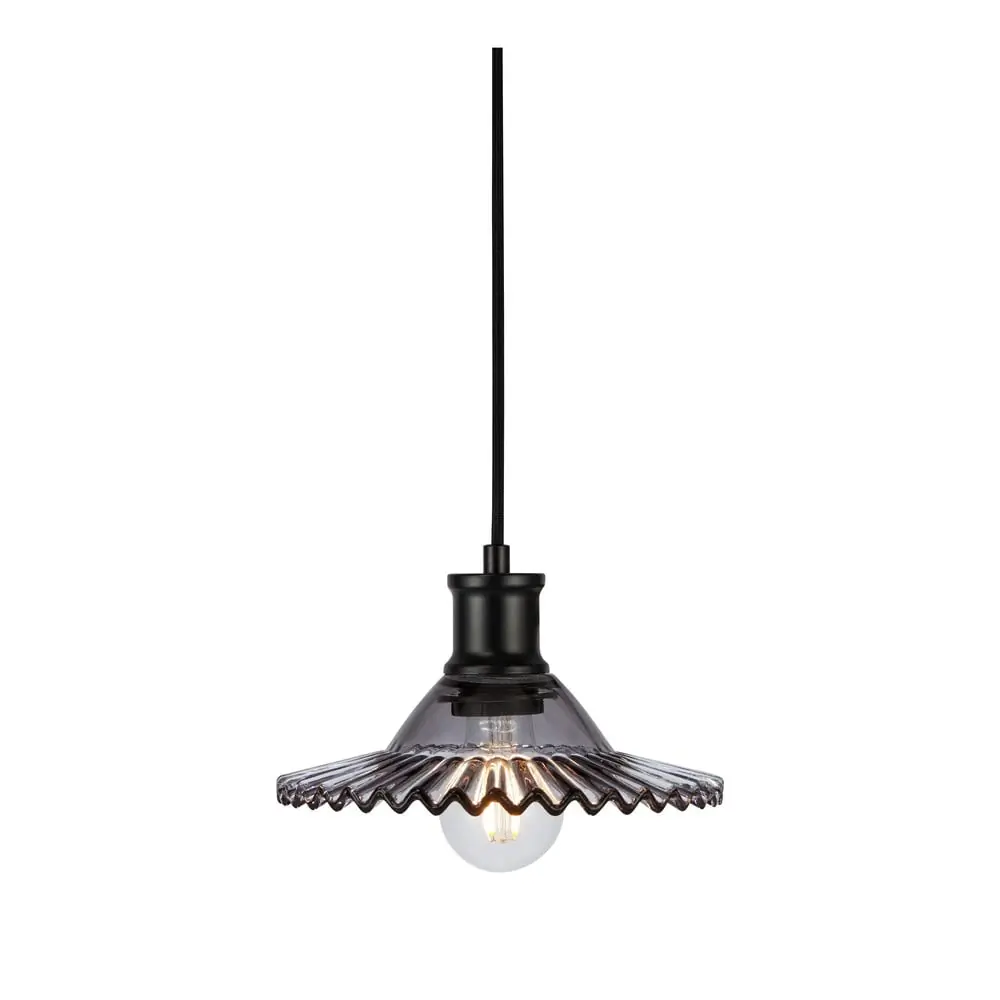 Lustră neagră cu abajur din sticlă ø 21,5 cm Novia – Markslöjd