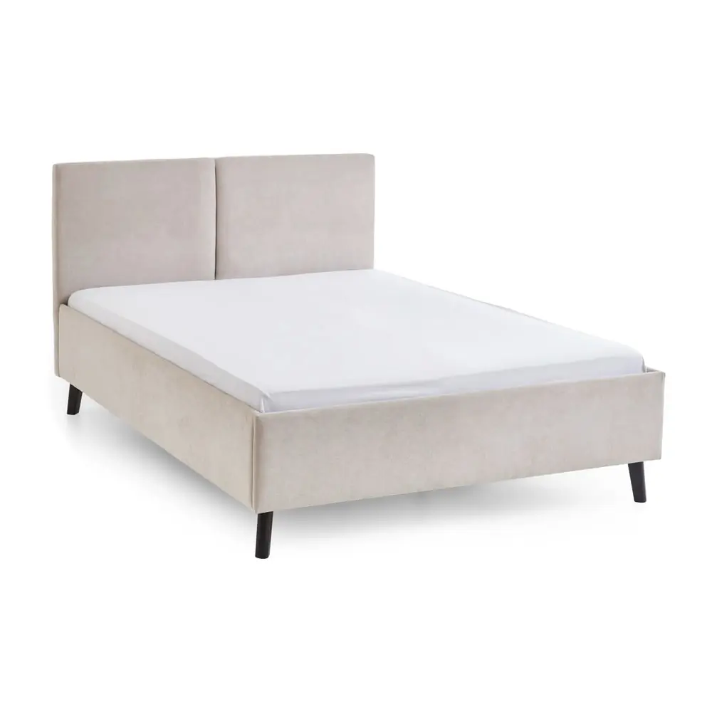 Pat matrimonial bej tapițat cu somieră 140x200 cm Piano – Meise Möbel