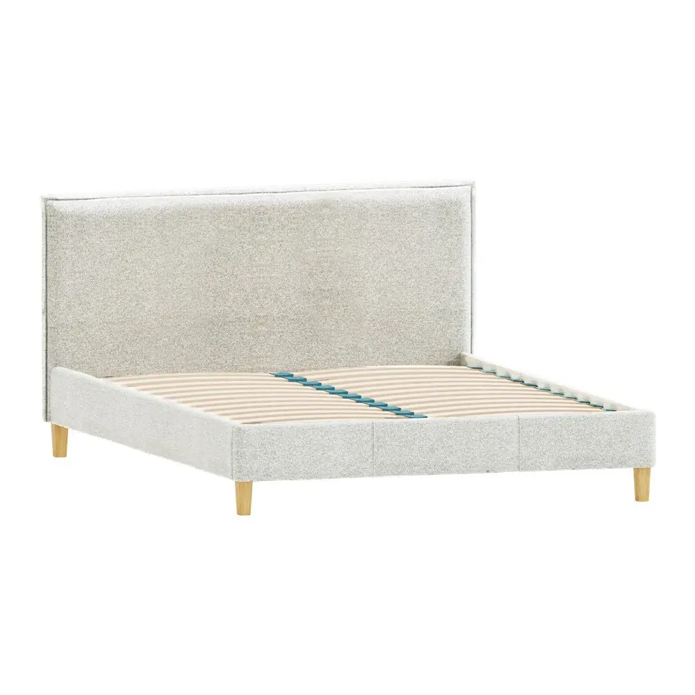 Pat matrimonial bej tapițat cu somieră 200x200 cm Tina – Ropez