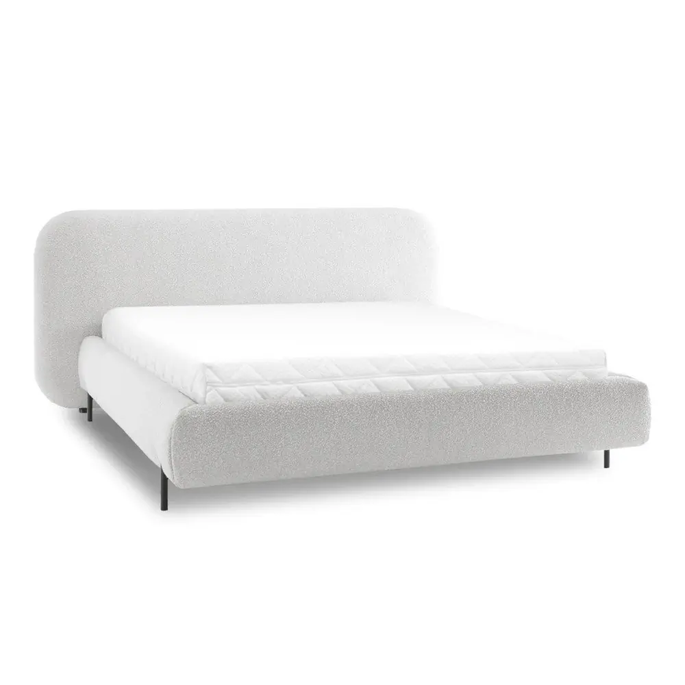 Pat matrimonial bej tapițat cu spațiu de depozitare cu somieră 160x200 cm Pointt – ELTAP