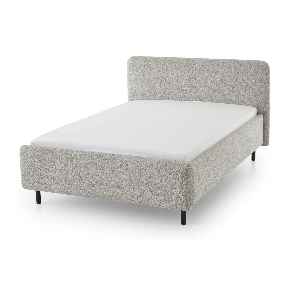 Pat matrimonial bej tapițat cu spațiu de depozitare cu somieră 180x200 cm Primo – Meise Möbel
