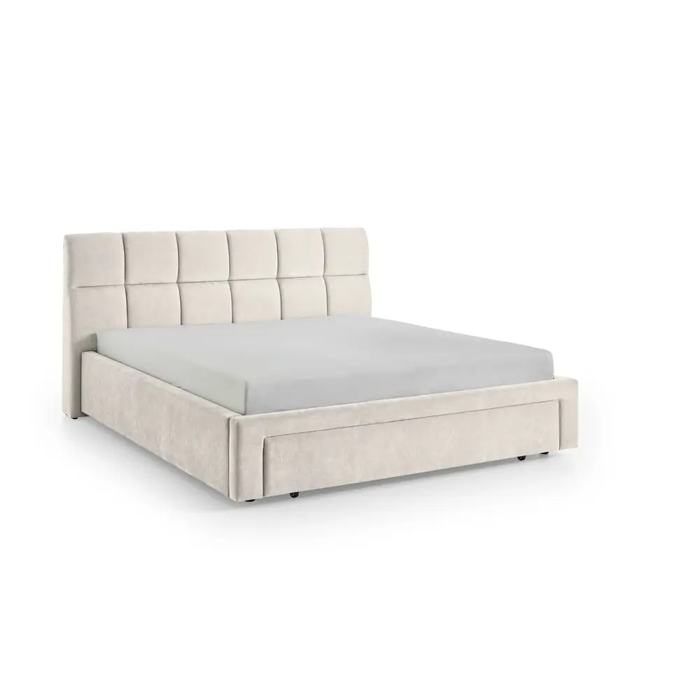 Pat matrimonial bej tapițat fără somieră 180x200 cm Canyon – Meise Möbel