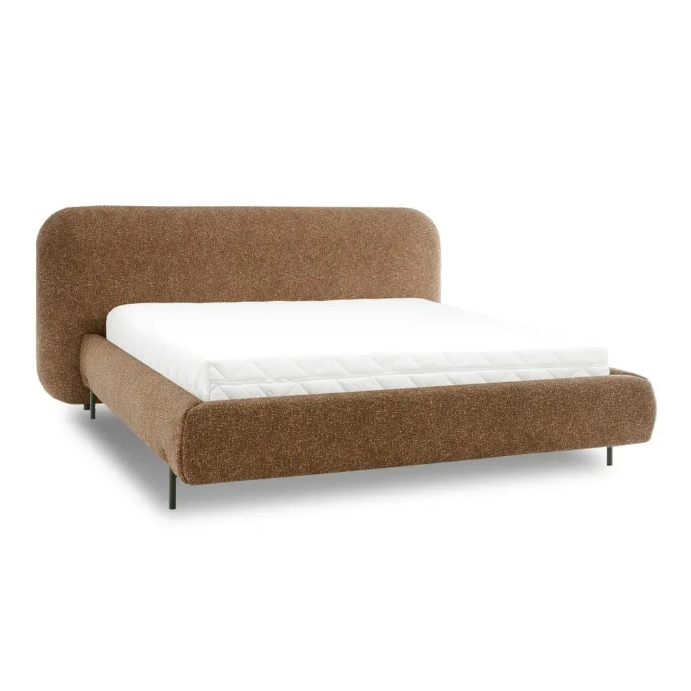 Pat matrimonial galben ocru tapițat cu spațiu de depozitare cu somieră 160x200 cm Pointt – ELTAP