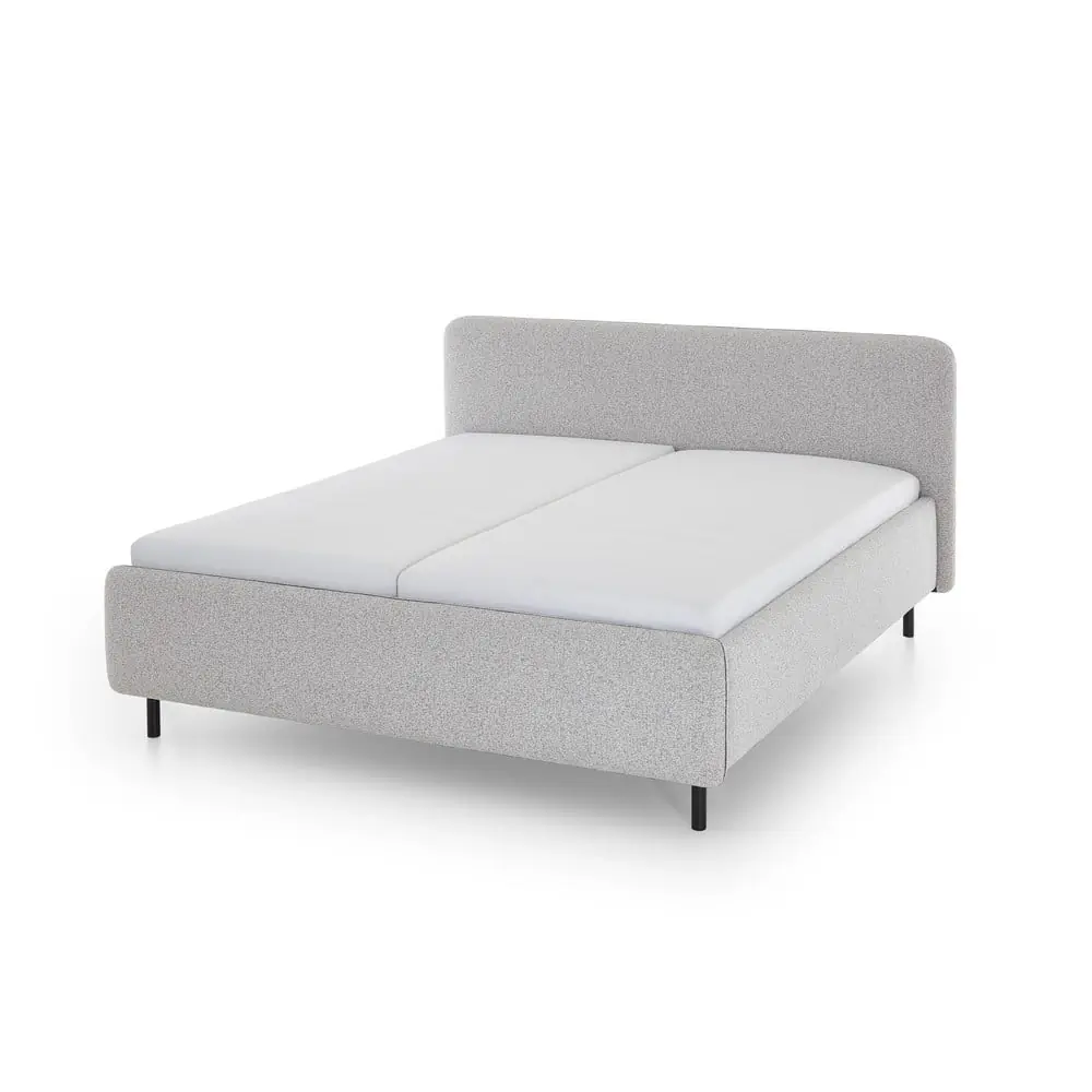 Pat matrimonial gri deschis tapițat fără somieră 160x200 cm Primo – Meise Möbel