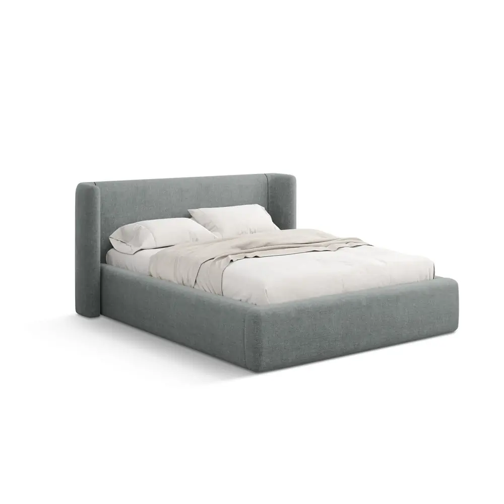 Pat matrimonial gri închis tapițat cu spațiu de depozitare cu somieră 200x200 cm Jason – Windsor & Co Sofas