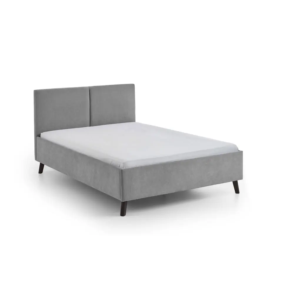 Pat matrimonial gri tapițat cu somieră 140x200 cm Piano – Meise Möbel