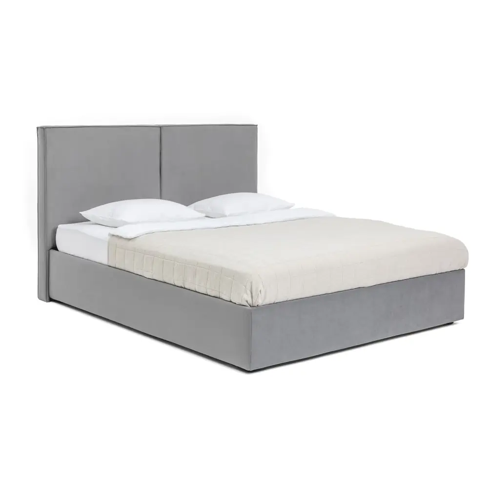 Pat matrimonial gri tapițat cu spațiu de depozitare cu somieră 160x200 cm Thessa Bold – Bonami Selection