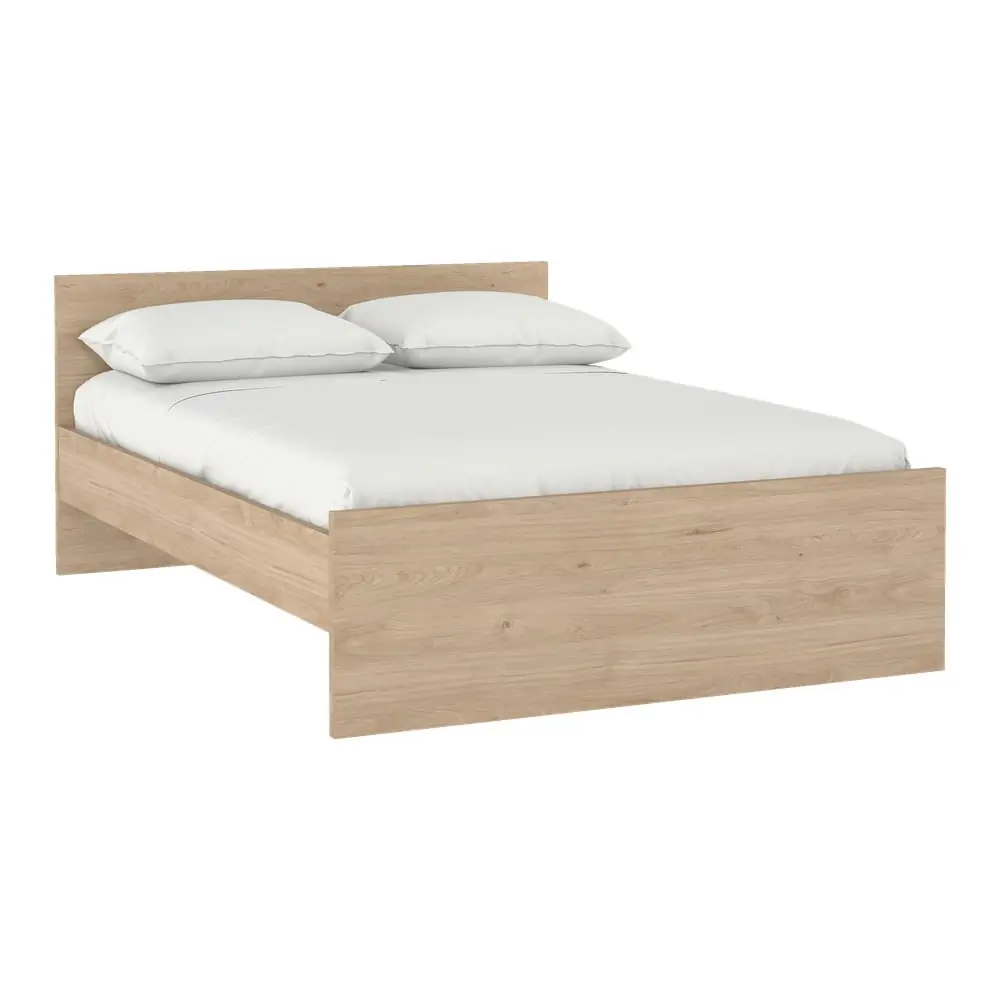 Pat matrimonial în culoare naturală cu aspect de lemn de stejar fără somieră 140x200 cm Naia – Tvilum