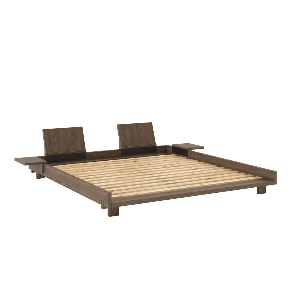 Pat matrimonial maro din lemn de pin cu somieră 180x200 cm Social – Karup Design