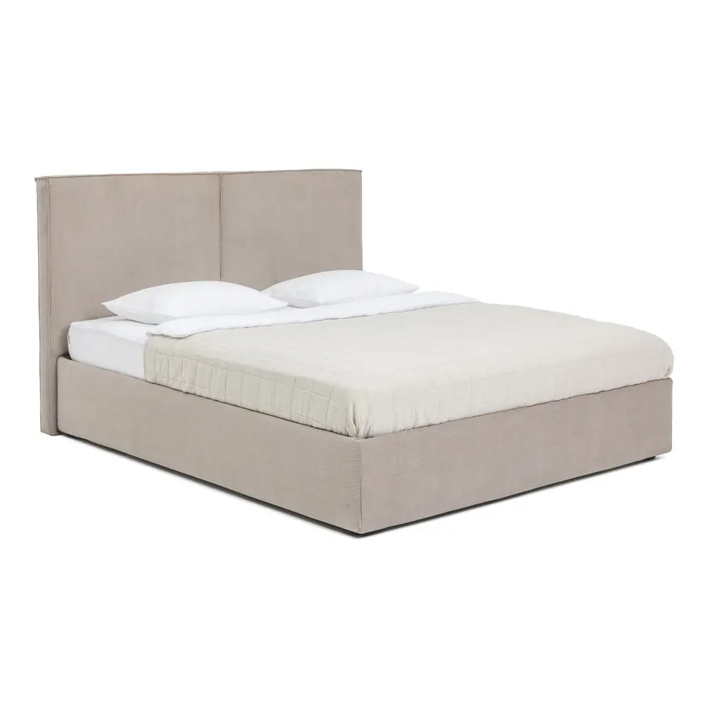 Pat matrimonial taupe tapițat cu spațiu de depozitare cu somieră 180x200 cm Thessa Bold – Bonami Selection