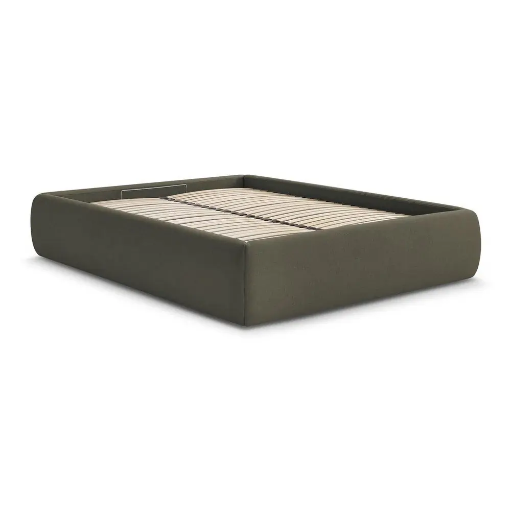 Pat matrimonial verde închis tapițat cu spațiu de depozitare/fără tăblie cu somieră 160x200 cm Inera – Bobochic Paris