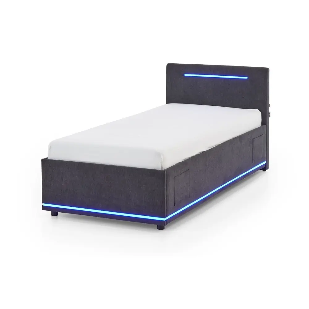 Pat pentru copii gri închis tapițat fără somieră 90x200 cm Circle – Meise Möbel