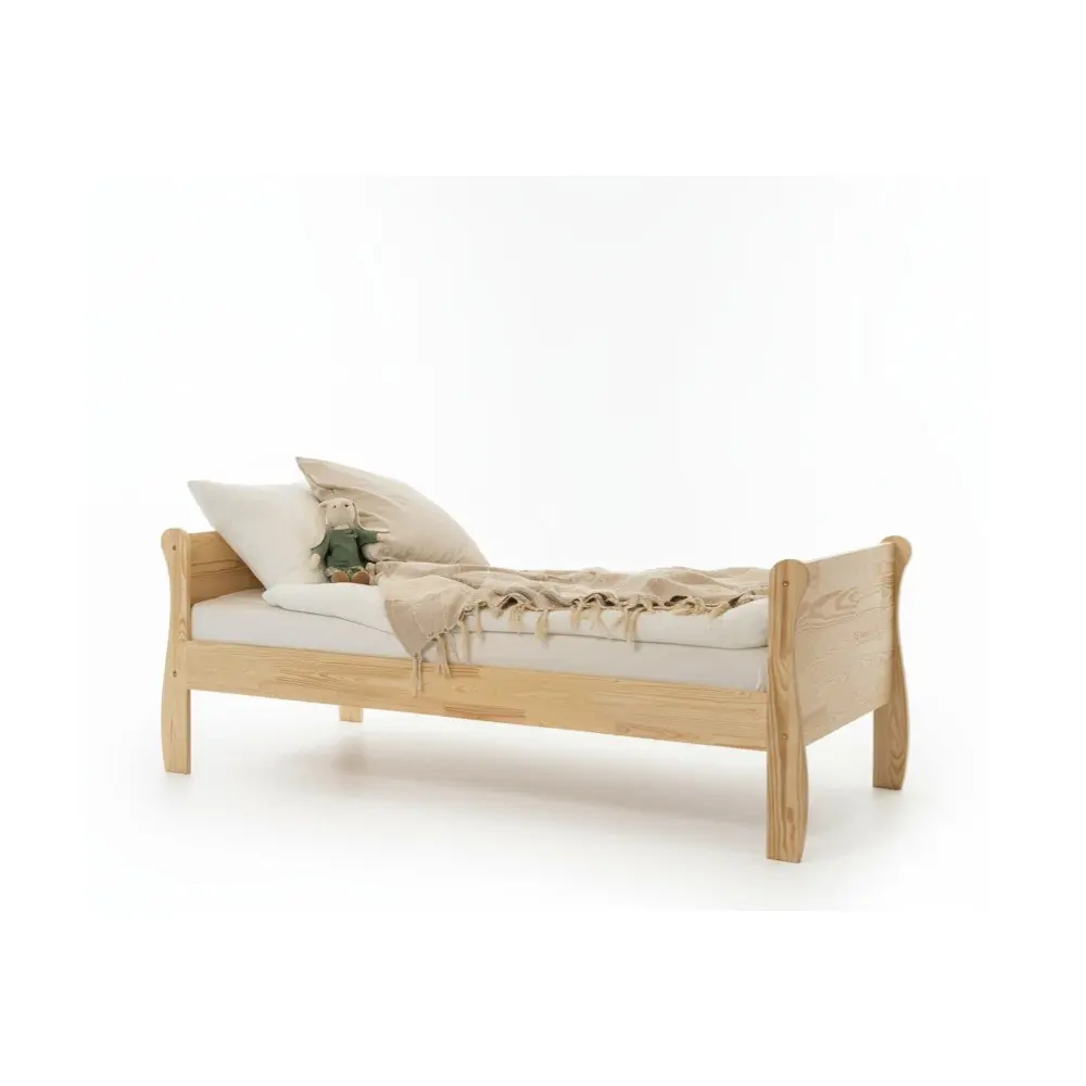 Pat pentru copii în culoare naturală din lemn de pin cu somieră 80x200 cm Roma – Adeko