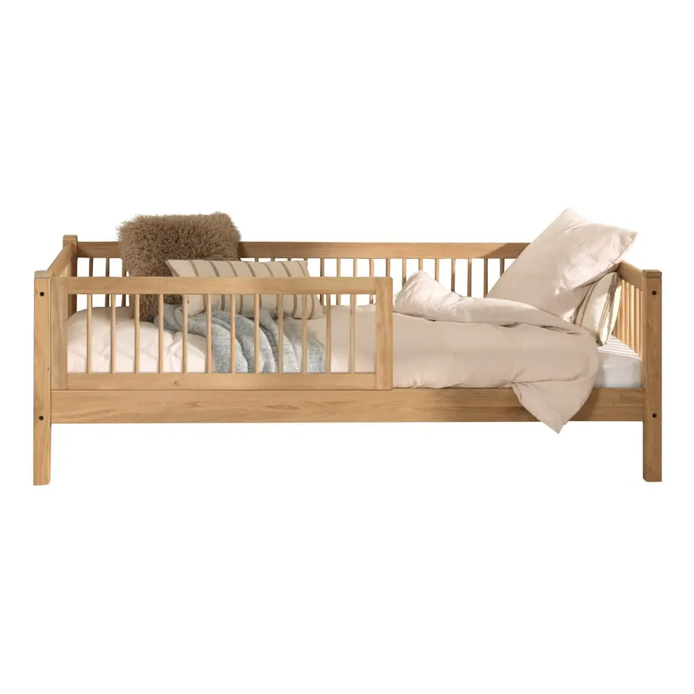 Pat pentru copii în culoare naturală din lemn de stejar cu somieră 90x200 cm Forrest – Vipack