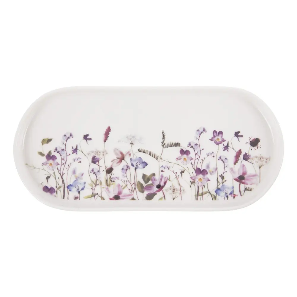 Farfurie albă-mov pentru servire din porțelan Louka – Orion