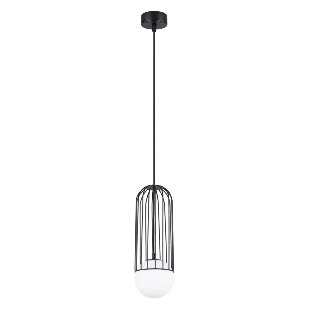 Lustră albă/neagră cu abajur din sticlă Belinda – Sollux